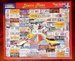 License Plates 1000 Piece White Mountain Jigsaw Puzzle Usa States