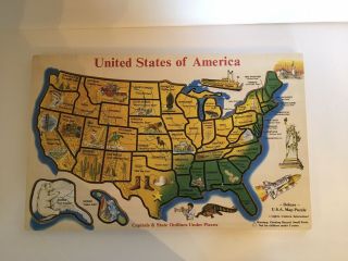 Wooden Puzzle Map Of Usa 18 - 1/2 By 11 - 1/2 Inches Melissa & Doug State Facts U.  S.