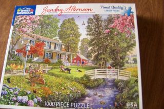 Sunday Afternoon White Mountain Jigsaw Puzzle Complete 1000 Pc 24 X 30 Larger Pc