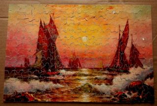 Big 10 Picture Puzzle Sunset Bay Complete Box Sailing Ships
