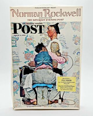 Vintage Norman Rockwell The Tattooist 500 Pc Jigsaw Puzzle 1944 Saturday Post