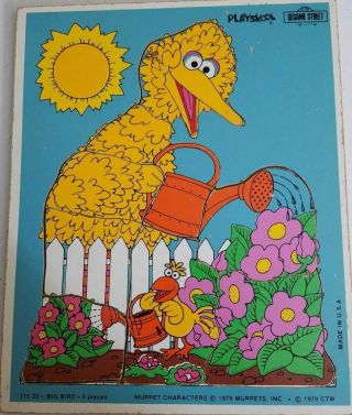 Rare Vintage 1979 Sesame Street Muppets Big Bird Wood Puzzle Playskool