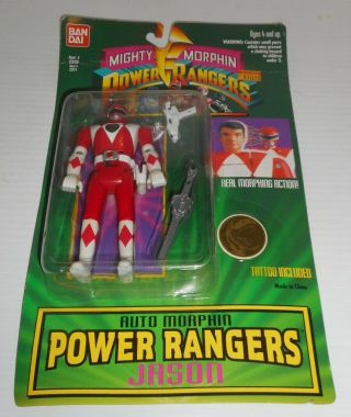 1994 Power Rangers Mighty Morphin Action Figure Red Bandai Tattoo Bandal
