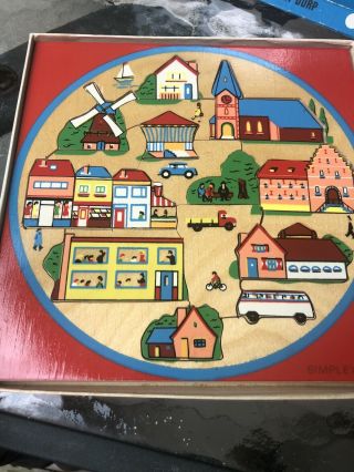 Vintage Simplex Circle Wooden Puzzle Houten 2 - 6 Years With Box