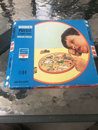 VINTAGE SIMPLEX CIRCLE Wooden Puzzle Houten 2 - 6 Years With Box 2