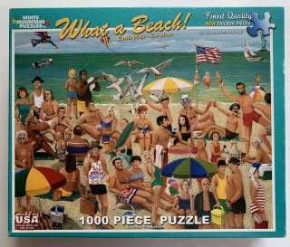 White Mountain 1000 Piece Jigsaw Puzzle " What A Beach " Complete
