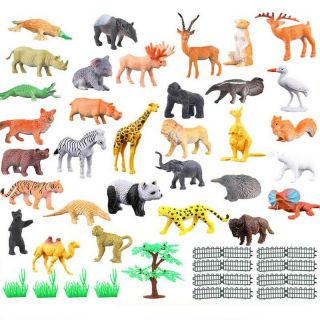 53pcs Small Figures Plastic Farm World Zoo Wild Animals Model Action Kid Toys