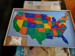 48 State Hasbro Plastic Puzzle Inlaid Map Of The United States Box