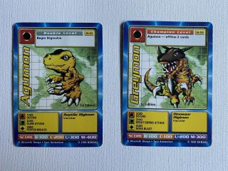 Digimon Cards Agumon And Greymon 1st Edition