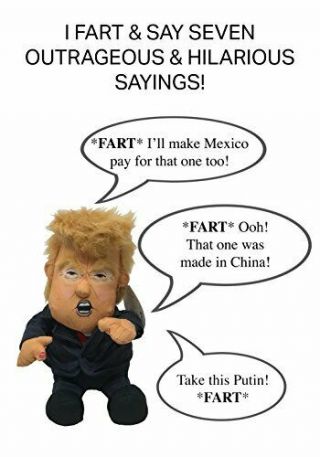 Pull My Finger Farting Donald Trump Plush Figure Doll - With Animated Hair - 10. 2