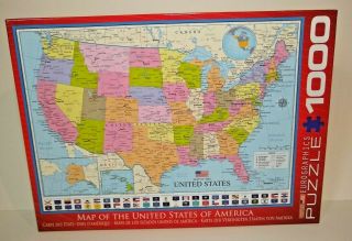 Map Of The United States Of America 1000 Piece Puzzle 19 " X 26 " Eurographics