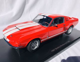 1/18 Autoart 1967 Ford Mustang Shelby Gt500 Red W/ White,  Mib,  Stunning Rare