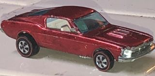 Red Hot Wheels Redline 1967 Custom Mustang Open Hood Scoop White Int Usa