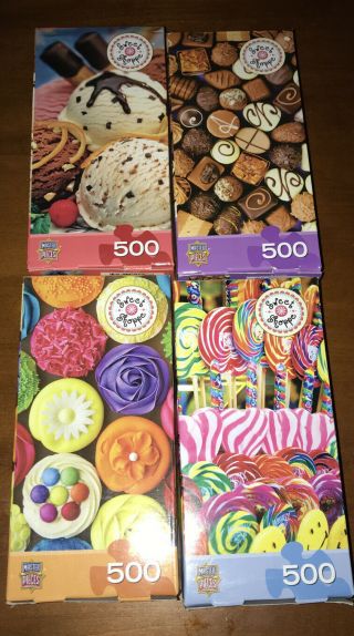 Set Of 4 Master Piece Sweet Shop 500 Piece Puzzles Complete Sh Puzzle Candy