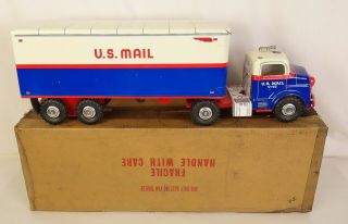 Marx 3632 Vintage Pressed Steel U.  S.  Postal Service Semi Truck - Ex,  In Ob