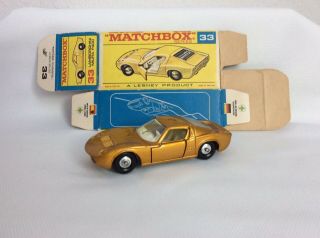 Vintage Matchbox Lesney 33 Lamborghini Miura Rare Gold R/w