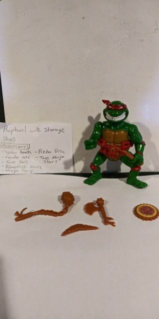 Vintage 1990 Teenage Mutant Ninja Turtles Raphael With Storage Shell Figure Tmnt