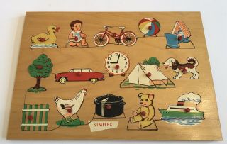 Vintage Simplex Variety Puzzle No 186 Holland Wood Wooden 15 Piece Box