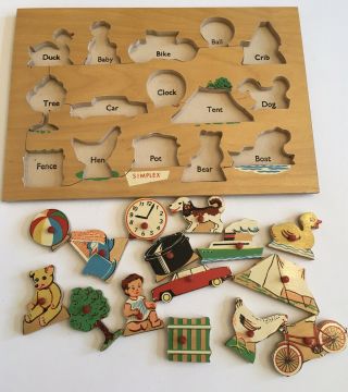 Vintage Simplex Variety Puzzle No 186 Holland Wood Wooden 15 Piece Box 2