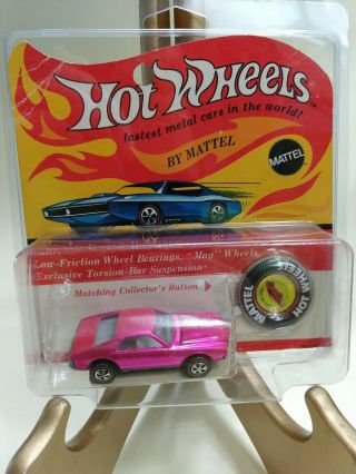 Vintage 1969 Mattel Hot Wheels Redline Custom Amx Hot Pink With Cardboard.