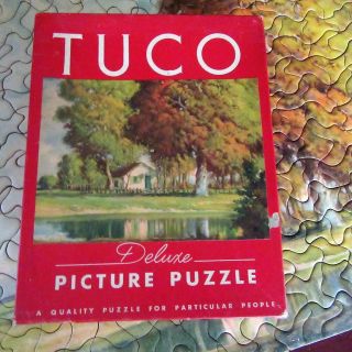 Vtg Tuco Deluxe Picture Puzzle Complete W/ Box Signed ? Nature 