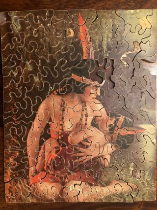 Antique Pastime Parker Bros? Wood Jigsaw Puzzle Indian Mother And Child
