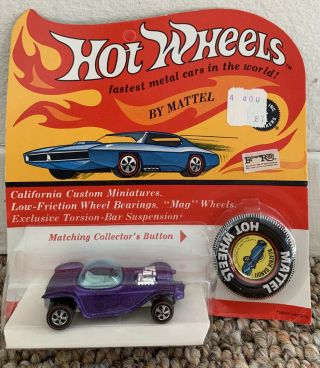 Vintage 1968 Hot Wheels Redlines Beatnik Bandit Hk Purple Mip Moc Bp Ed Roth