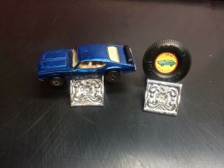 1969 Hot Wheels Redline Olds 442 Blue W/white Int.  Orig.  Spoil And Button