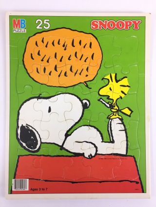 Peanuts Snoopy Woodstock 25 Piece Frame Tray Puzzle Vintage 1965 Milton Bradley