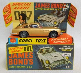 1965 Vintage Corgi 218 Aston Martin Db5 007 James Bond Goldfinger Near Mib
