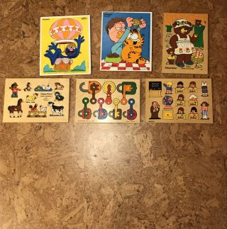 6 Vintage 1970s Wooden Puzzles - Fisher Price,  Playskool,  Simplex Toys,  And Other