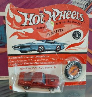 Vintage Redline Hot Wheels Hk Custom Mustang Open Hood Scoop Blister Moc Mip
