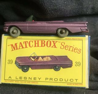 Matchbox Lesney Moko 39 Purple Pontiac With Rare Gray Wheels
