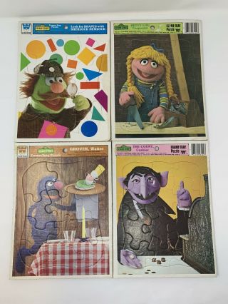 4 Sesame Street Whitman Vintage Frame Tray Puzzles Vtg Muppets Jim Henson