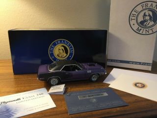 Rare Franklin 1:24 1971 Plymouth Cuda 340 In Violet/black Only 340 Made