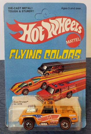 Vintage 1975 Mattel Hot Wheels Redline Flying Colors Baja Bruiser 8258 On Card