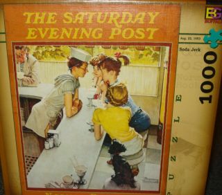 The Saturday Evening Post Puzzle " Soda Jerk " Norman Rockwell 27 X 20 1000 Pc