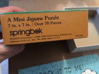 Vintage Hallmark Cards Springbok Snoopy Mini Jigsaw Puzzle Complete 7 