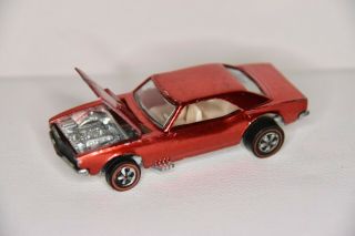 Mattel Hot Wheels Redline Custom Camaro 1967 Usa Red Hood Unrestored