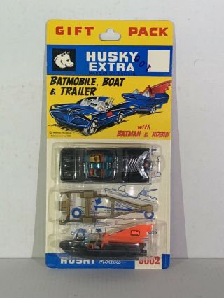 Vintage 1968 Corgi Husky 3002 Batmobile & Boat,  Rare Vertical Gift Pack 2