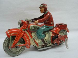 1930 ' s TIPPCO GERMAN TIN WIND UP 587 TOURING MOTORCYCLE W/ SIDECAR TOY NEAR 3