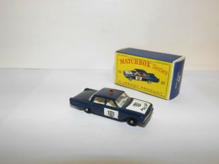 Matchbox Reg.  Wheel No.  55 - B Ford Fairlane Police Car Rare Dark Blue Code 1 Mib