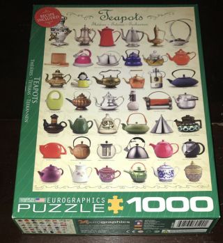 Eurographics Jigsaw Puzzle Teapots 1000 Piece Hot Tea Kitchen