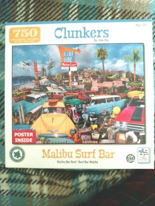 The Jigsaw Puzzle Factory - Malibu Surf Bar Puzzle 750 Pc Pre - Owned Has Poster