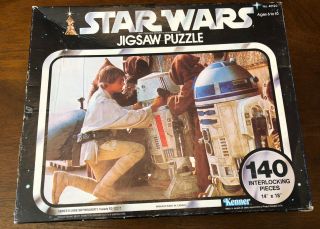 Vintage Star Wars 140 Piece Puzzle 1977 Luke Skywalker R2 - D2 Kenner Complete