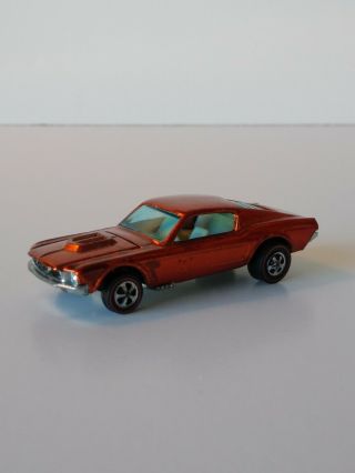 1968 Hot Wheels Redline Custom Mustang Spectraflame Orange louvered rear window 3