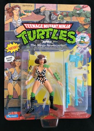 Vintage 1992 Teenage Mutant Ninja Turtles April Ninja Newscaster 5th Anniv - Moc