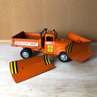 Vintage Tonka Pressed Steel Toy Dump Truck W/ 2 Removable Plows Hydraulic Lift