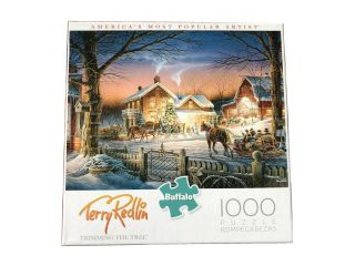 1000pc.  Buffalo Puzzle,  " Trimming The Tree " With Art By Terry Redlin,