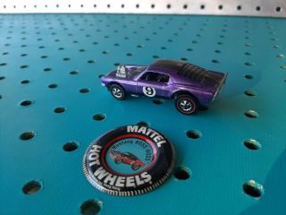 1969 Vintage Hotwheels Redline Mustang Boss Hoss Purple W Button